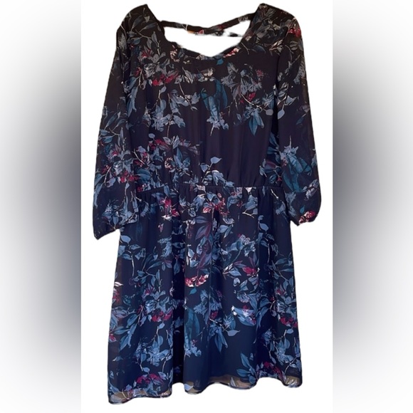 Maurices Dresses & Skirts - Maurices NWT Midi black floral lined dress. Size XL. Cranberry and gray/green